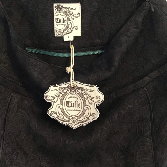 🌼 NWT Tulle Brand Jacquard Damask Skirt Bows Sz L - Picture 2 of 7